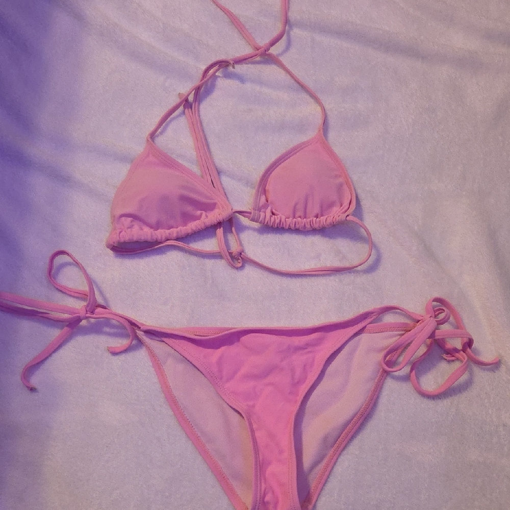 Pink Triangle String Bikini Set